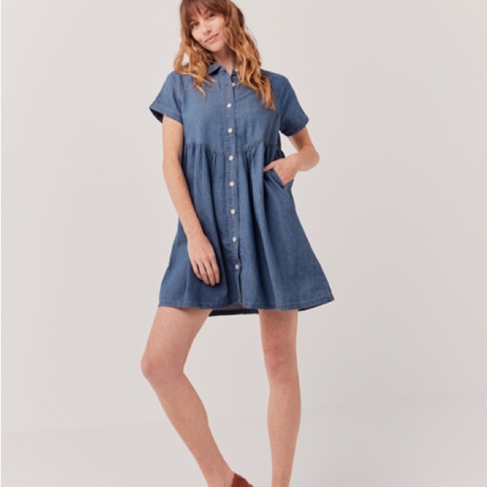 Pact Chambray Shirt Dress